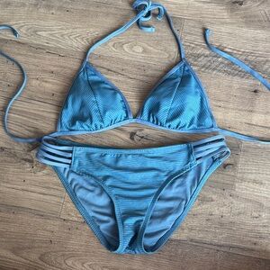 Blue Striped Bikini Set